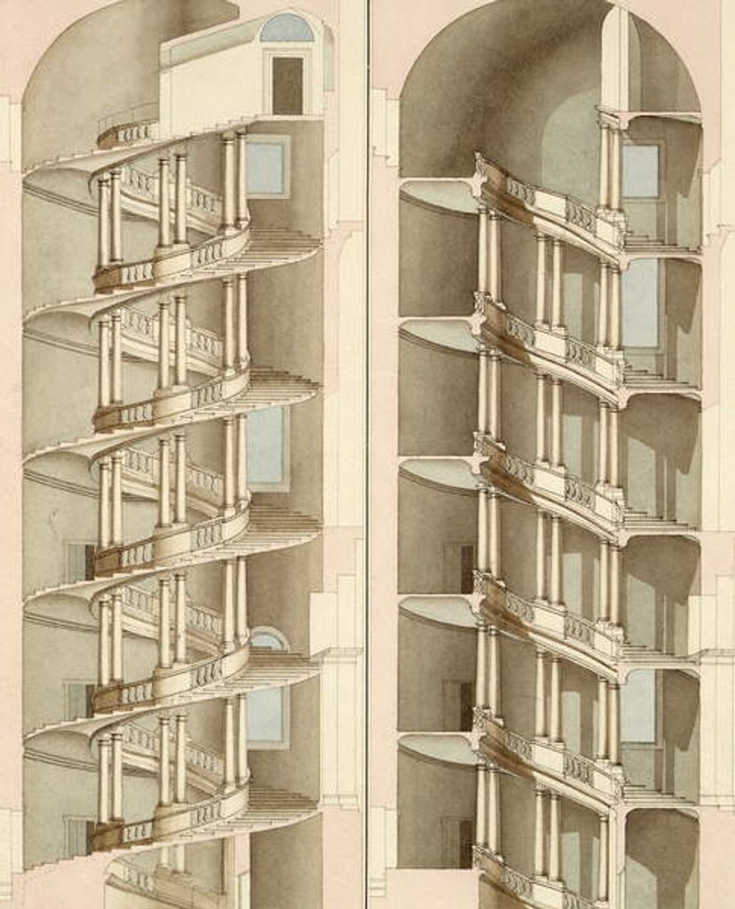 Detail of The Staircase of the Villa Farnese, Caprarola, 1800 by English School