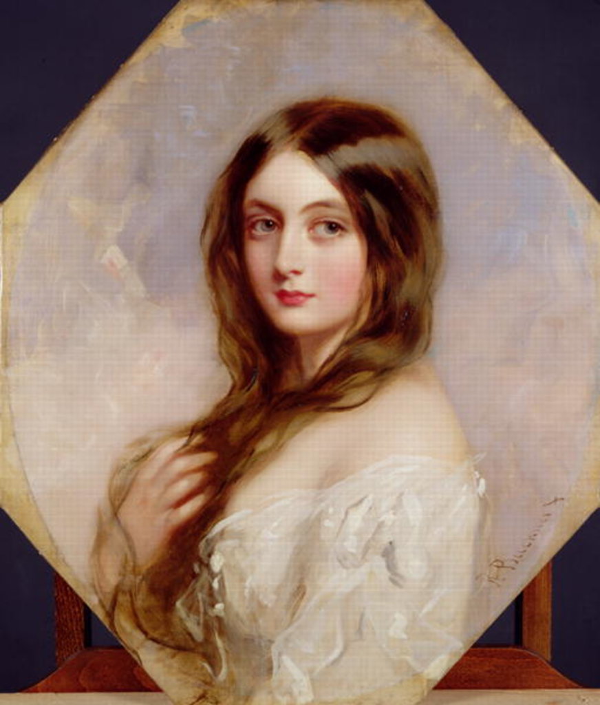 Detail of A Study - a young girl in a white dress by Richard Buckner