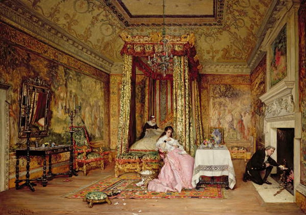 Detail of Old Letters - a scene at Knole, 1873 by Claude Andrew Calthrop