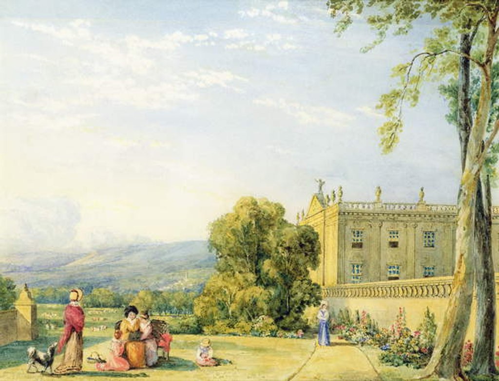 Detail of View of Chatsworth, Derbyshire, c.1820 by Frances Elizabeth Swinburne