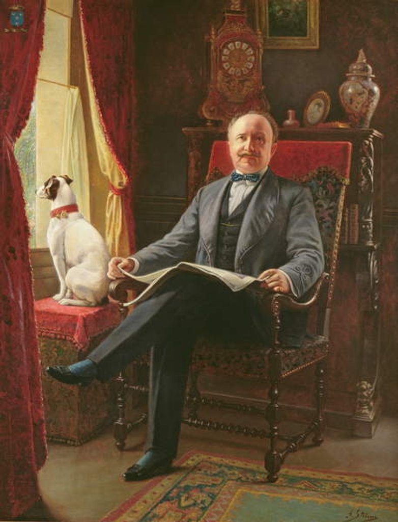 Detail of Portrait of M. le Comte de C. with his dog by Agapit Stevens