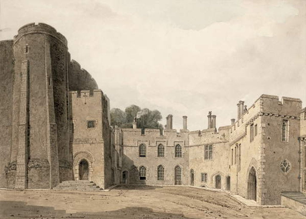 Detail of The Inner Court of Berkeley Castle, Gloucestershire, looking North-East, 1822 by John Chessell Buckler