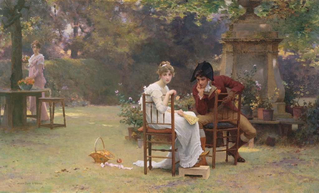 Detail of Two's Company, Three's None, c.1892 by Marcus Stone