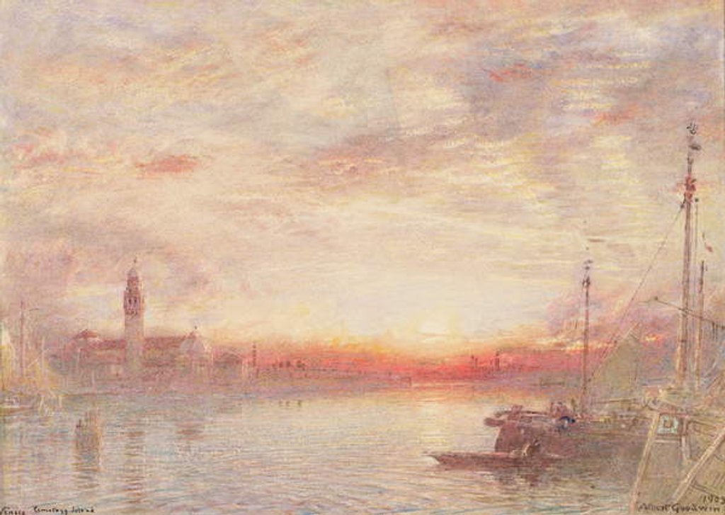 Detail of Venice, Cemetery Island, 1903 by Albert Goodwin