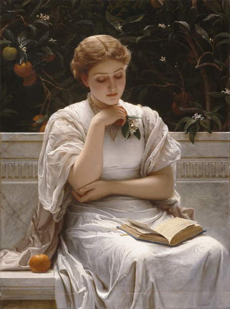 Detail of Girl Reading, 1878 by Charles Edward Perugini