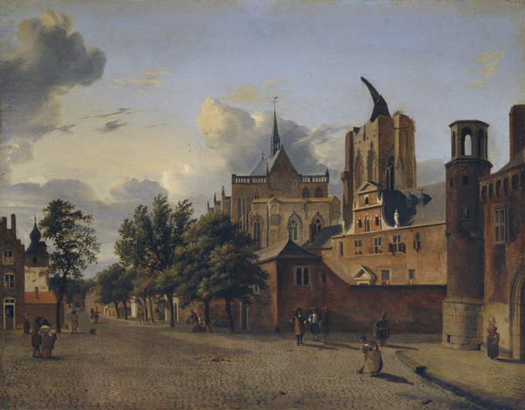 Detail of A street in Cologne with the unfinished cathedral in the centre, 1684 by Jan van der Heyden