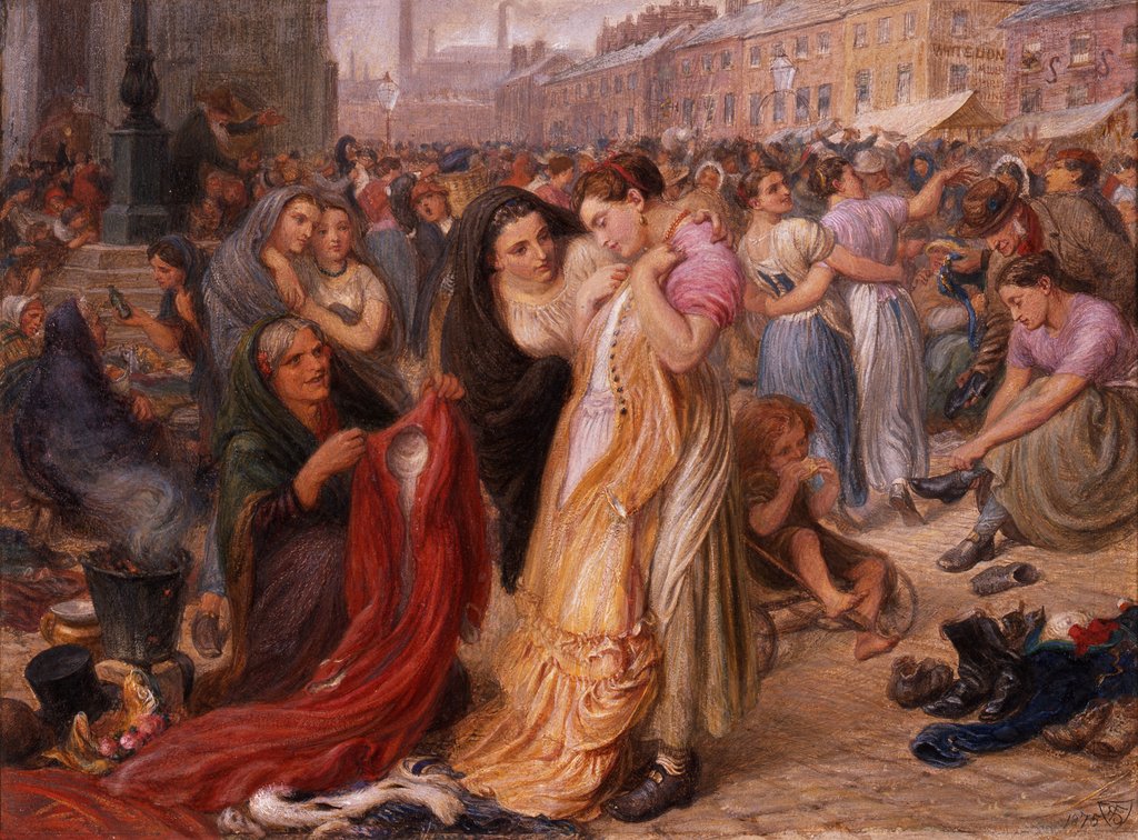 Detail of Factory Girls at the Old Clothes Fair, Knott Mill, 1875 by Frederic James Shields