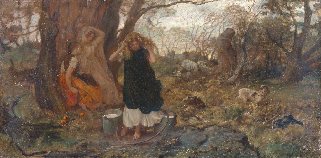 Detail of Only a Shower, 1869 by George Heming Mason