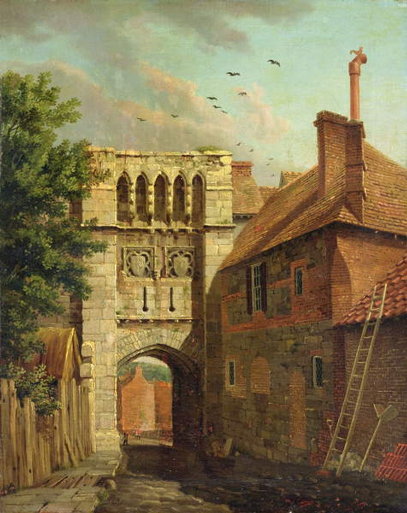 Detail of Westgate, Winchester by Michael (1743-1801) Rooker