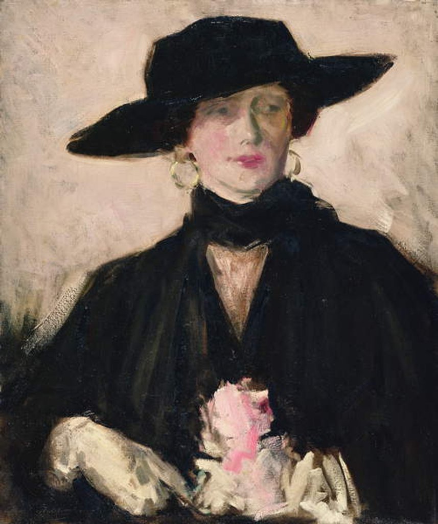 Detail of Lady in a Black Hat by Francis Campbell Boileau Cadell