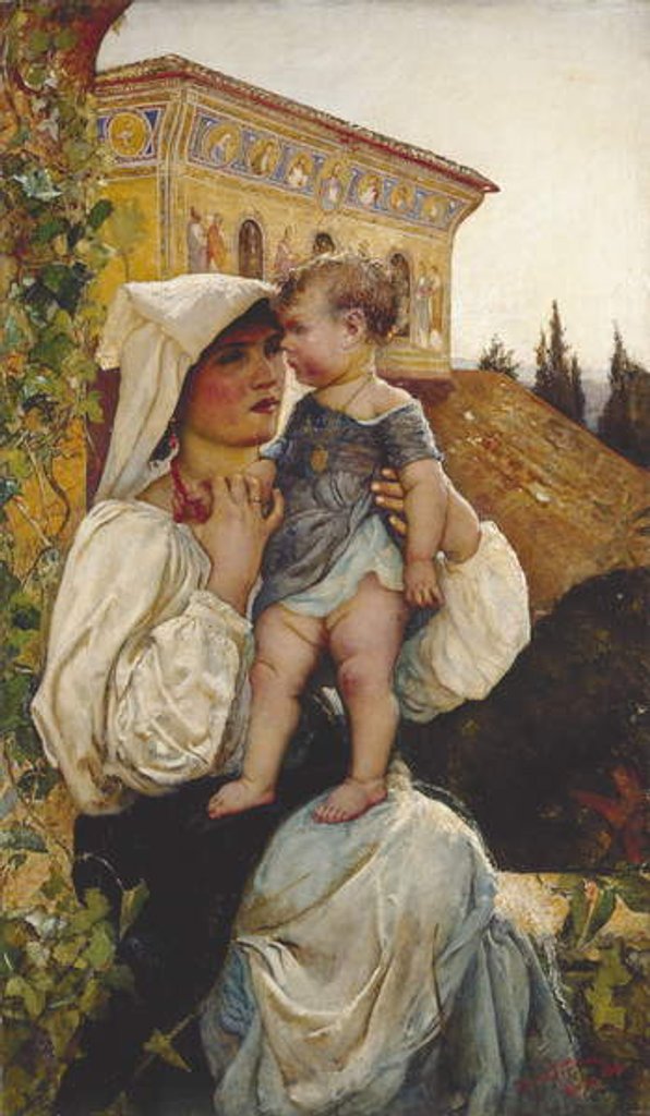 Detail of An Italian Mother and Child, 1886 by Annie Louisa Swynnerton