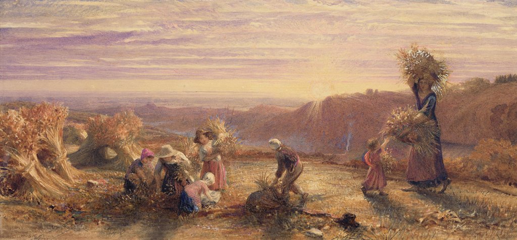 Detail of Sunset over the Gleaning Fields, 1855 by Samuel Palmer