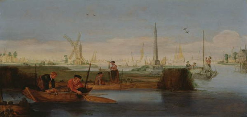 Detail of River scene with fishermen by Arentsz van der Cabel