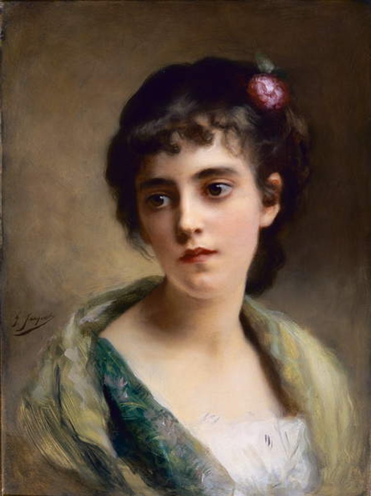 Detail of Head of a girl by Gustave Jacquet