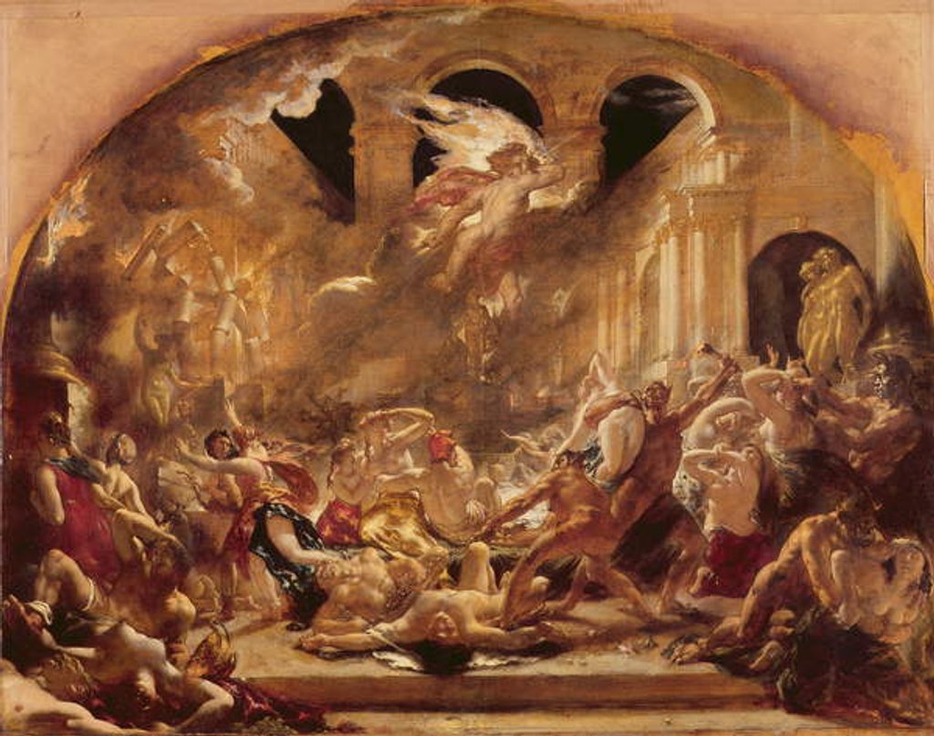 Detail of The Destroying Angel and Daemons of Evil Interrupting the Orgies of the Vicious and Intemperate by William Etty