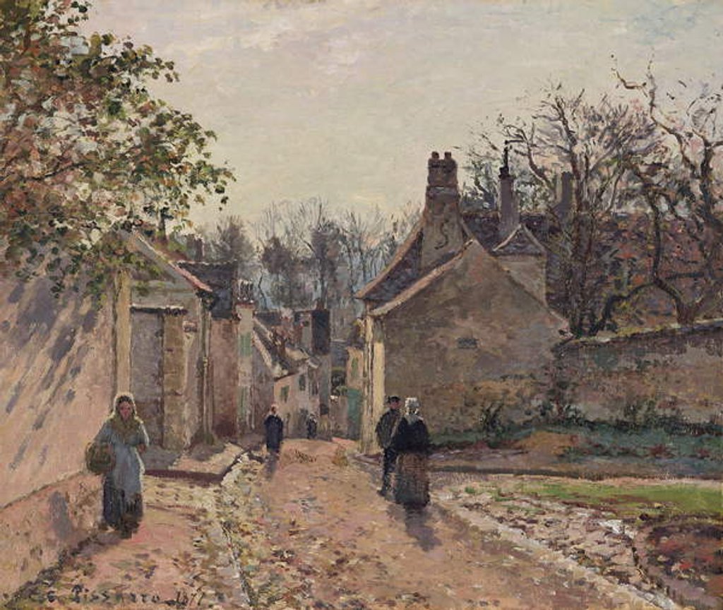 Detail of A Village Street, Louveciennes, 1871 by Camille Pissarro