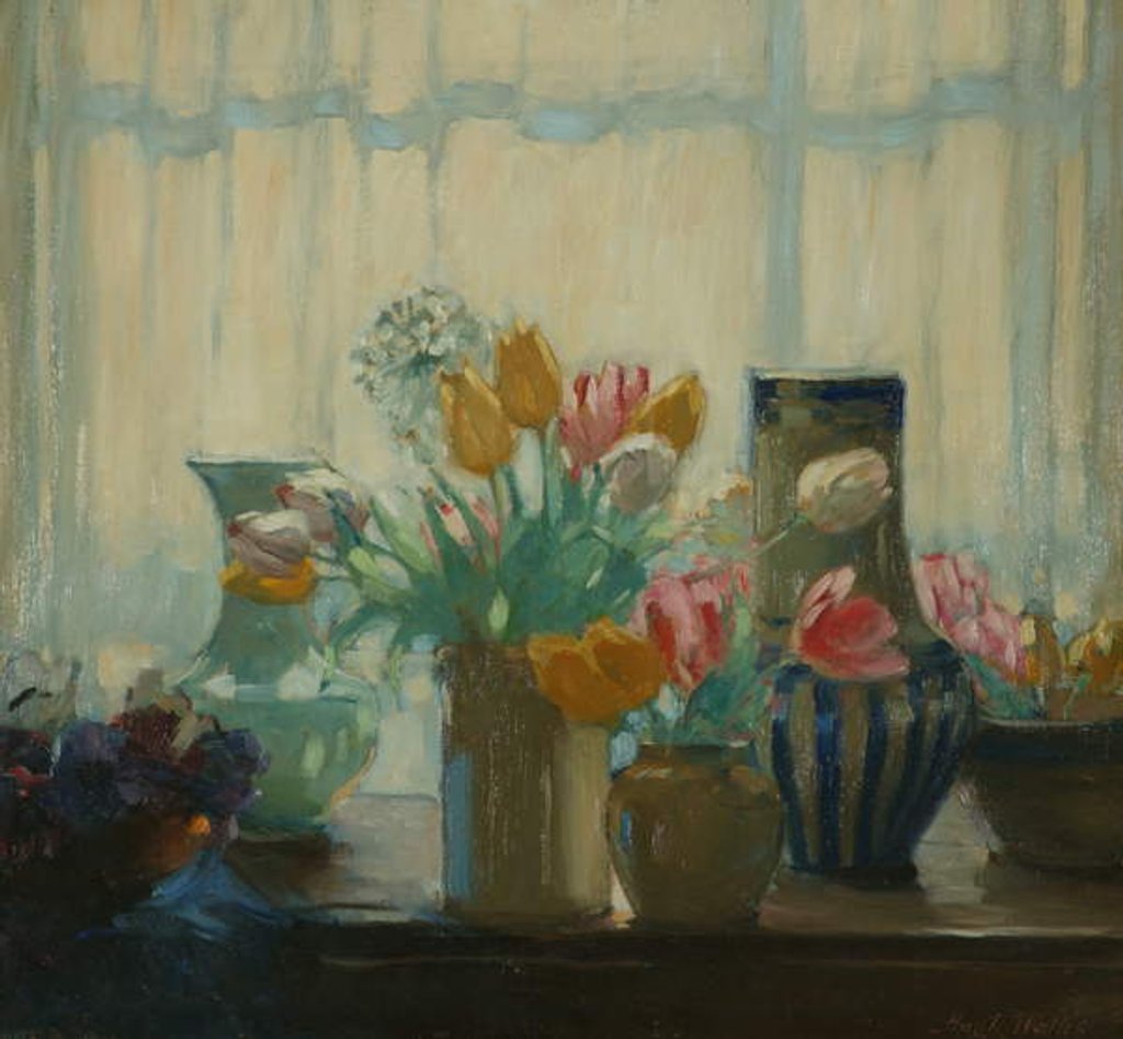 Detail of Flowers in the Window, 1922 by Hugh Wallis
