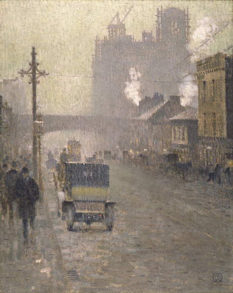 Detail of Oxford Road, Manchester, 1910 by Adolphe Valette