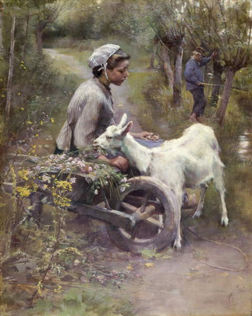Detail of Jean, Jeanne and Jeannette, exh.1892 by Elizabeth Adela Stanhope Forbes