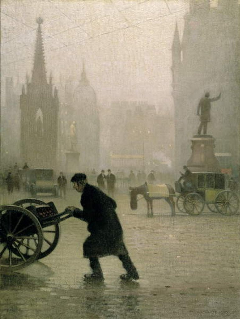 Detail of Albert Square, Manchester, 1910 by Adolphe Valette
