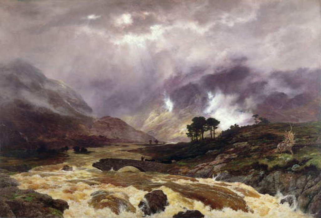 Detail of A Spate in the Highlands, 1866 by Peter Graham