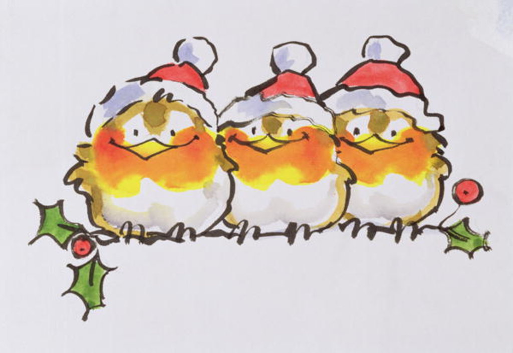 Detail of Christmas Robins by Diane Matthes