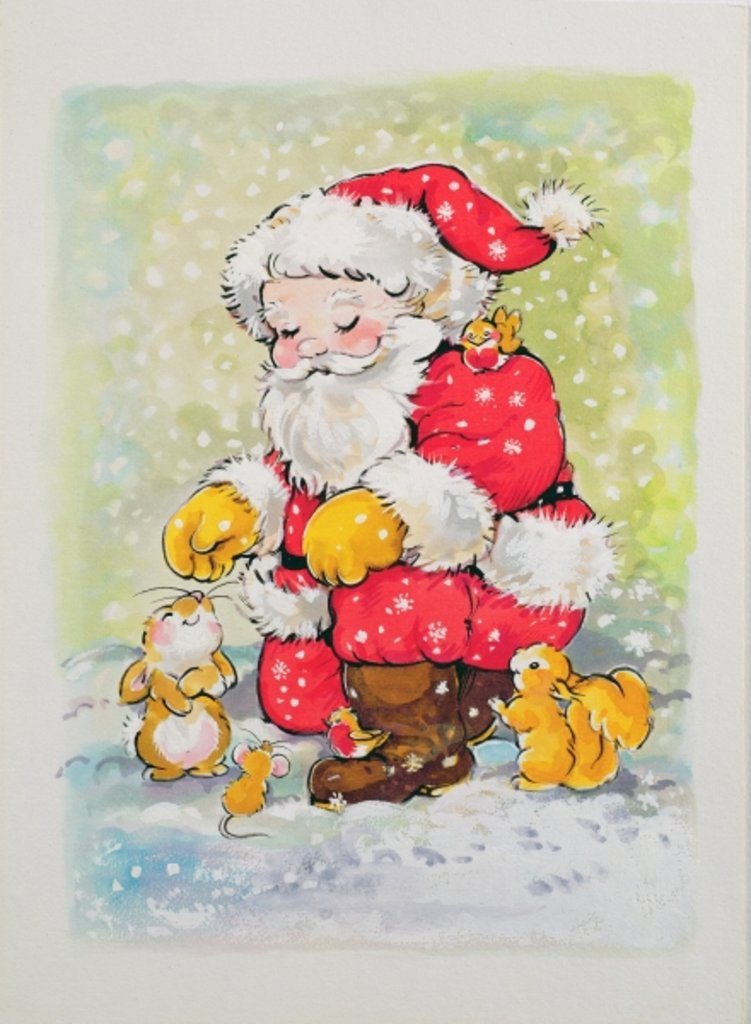 Detail of Father Christmas with Animals by Diane Matthes