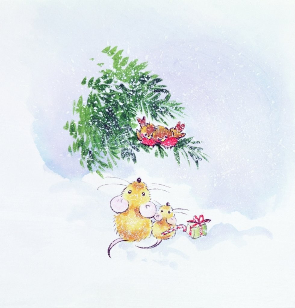 Detail of Christmas Mice and Robins by Diane Matthes