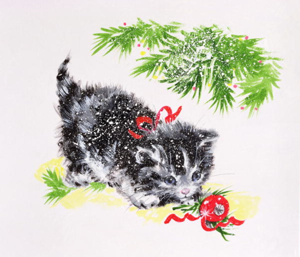 Detail of Christmas Kitten by Diane Matthes