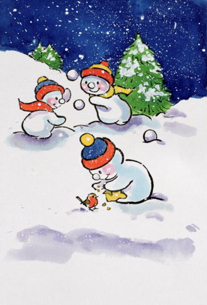 Detail of Little Snowmen Snowballing, 1996 by Diane Matthes