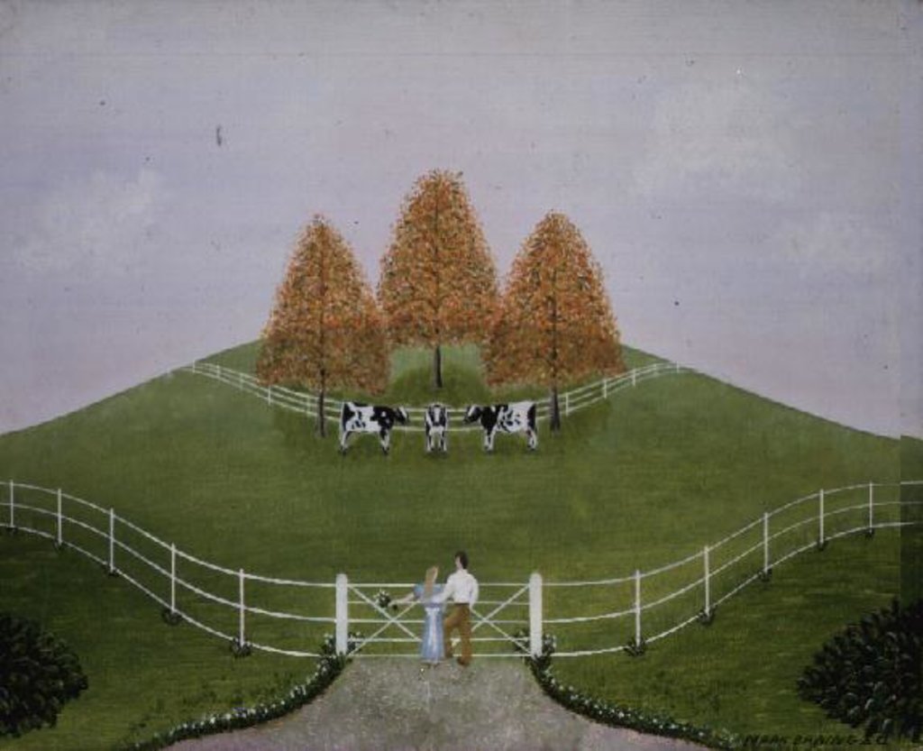 Detail of A Pastoral Landscape, 1980 by Mark Baring