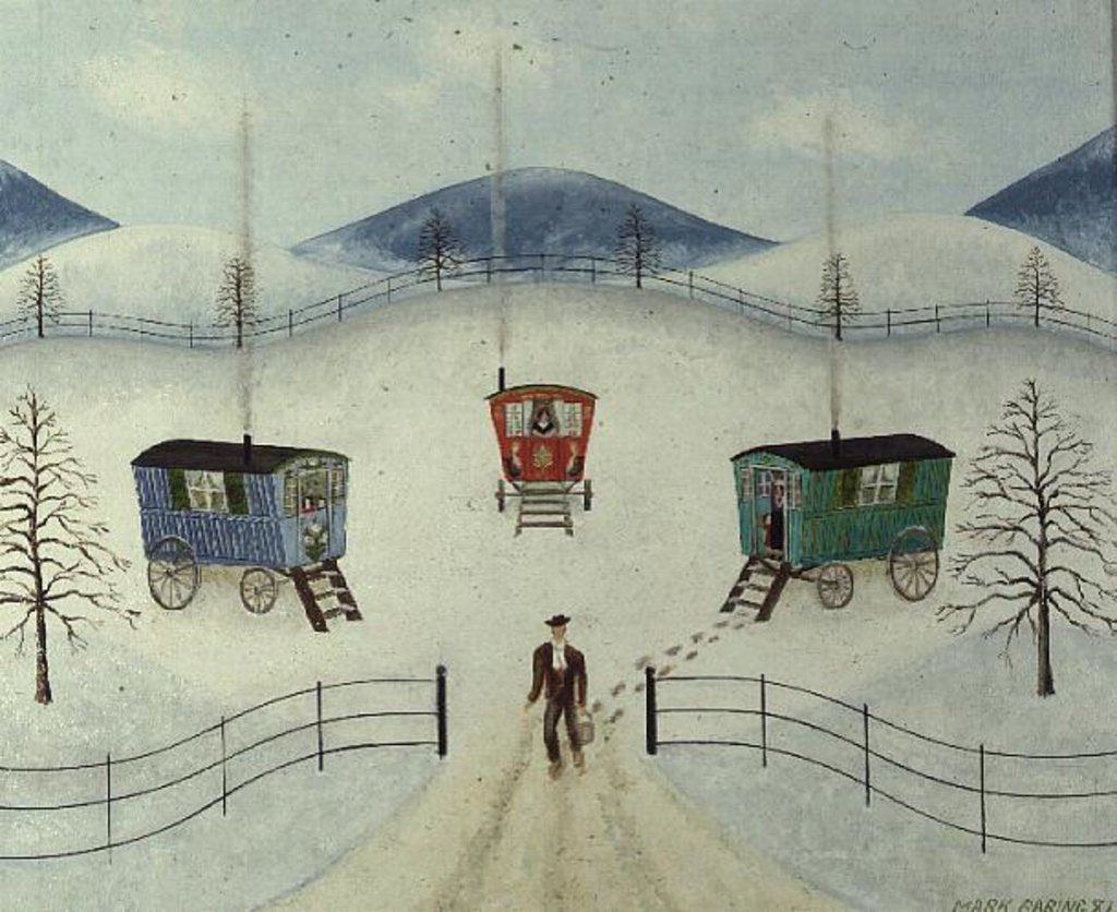 Detail of Gypsy Caravans in the Snow, 1981 by Mark Baring