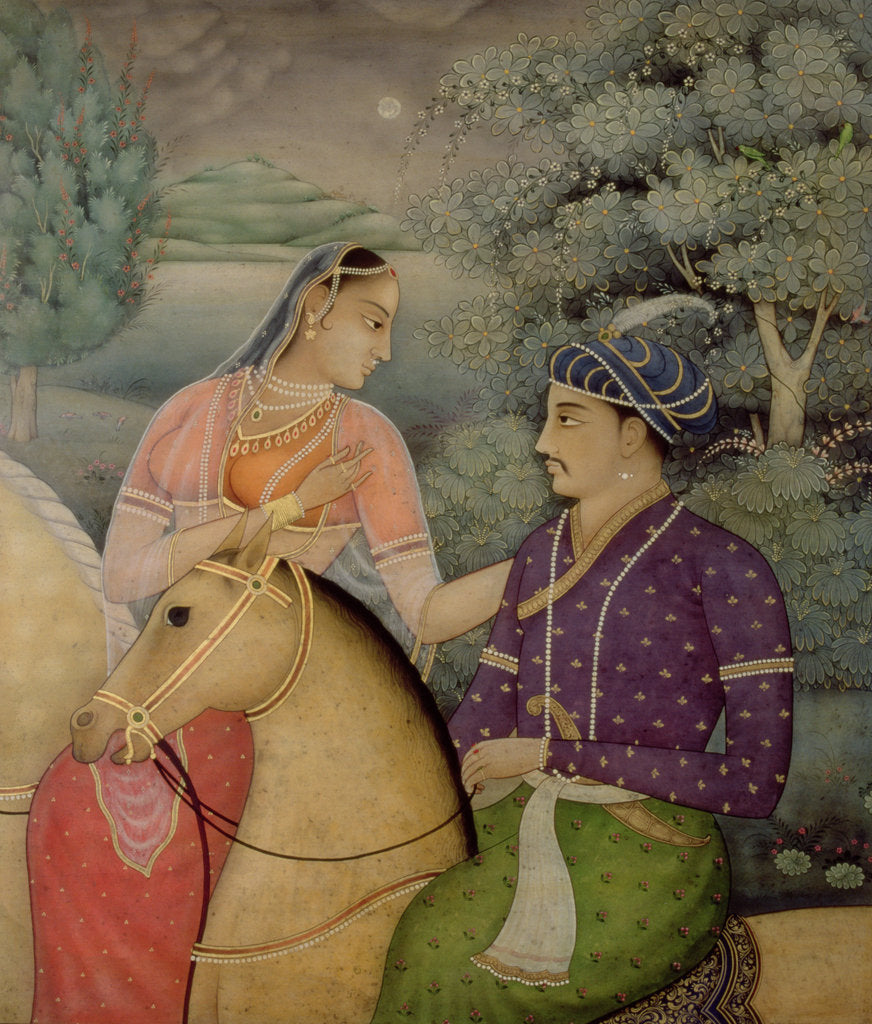 Detail of A Couple on Horseback Beside a Moonlit Lake by Mark Briscoe