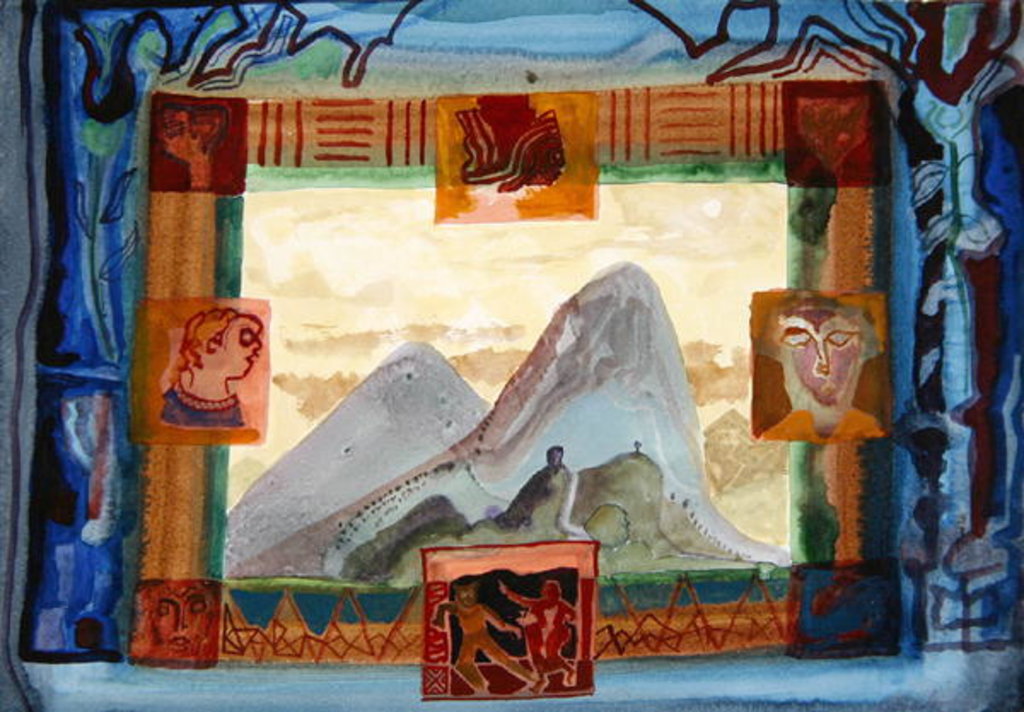 Detail of Mountain Peaks and Faces by Michael Chase