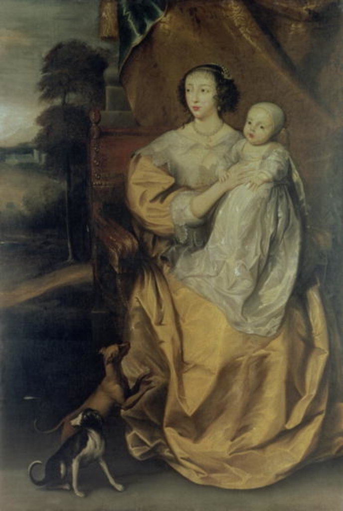 Detail of Queen Henrietta Maria c.1640 by Anthony van (after) Dyck