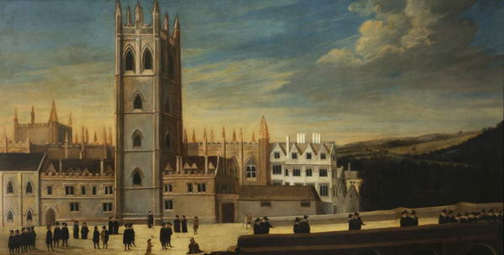 Detail of South Front of Magdalen with Numerous Figures in the Foreground, c.1650 by English School