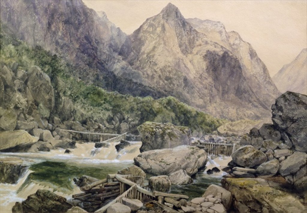 Detail of Rapids, Romsdal, Norway, 1847 by William West