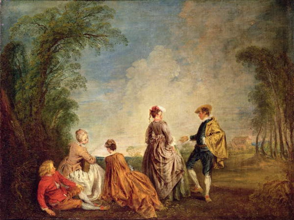 Detail of An Embarrassing Proposal, 1715-16 by Jean Antoine Watteau