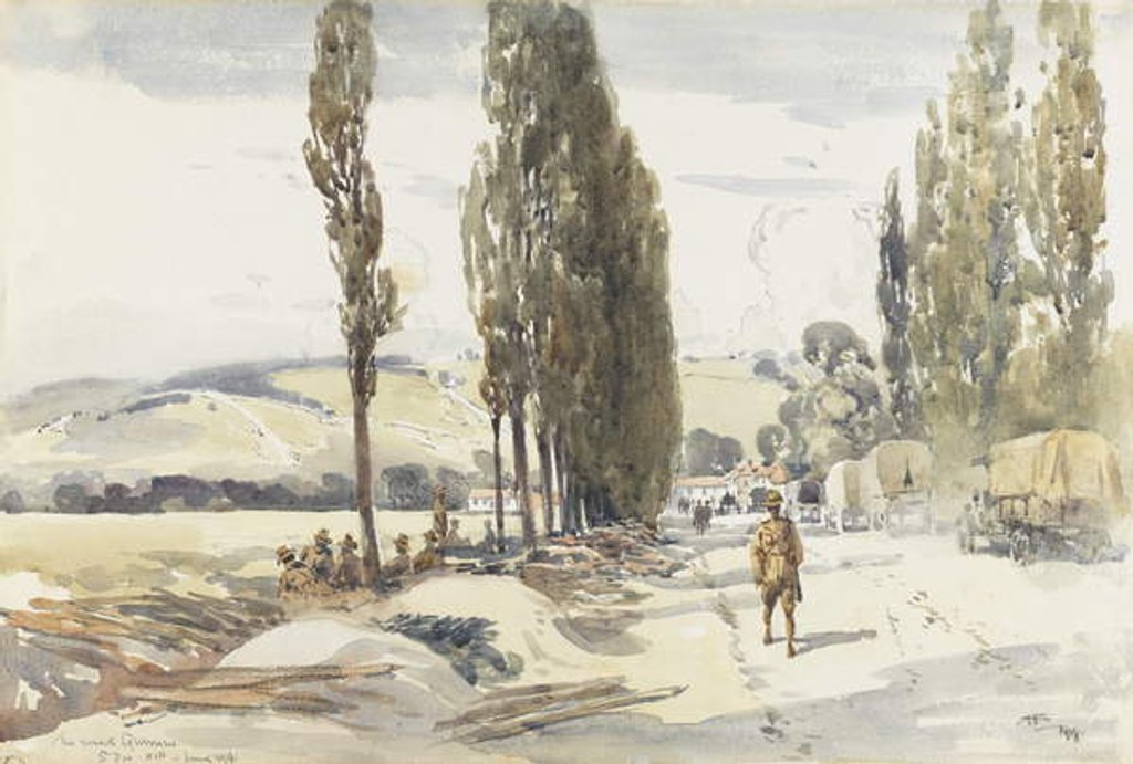 Detail of Road to Querrieu, 1918 by Albert Henry Fullwood