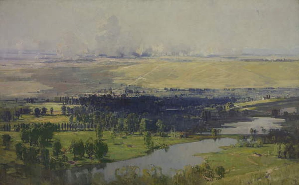 Detail of The Somme Valley near Corbie, 1919 by Ernest Arthur Streeton