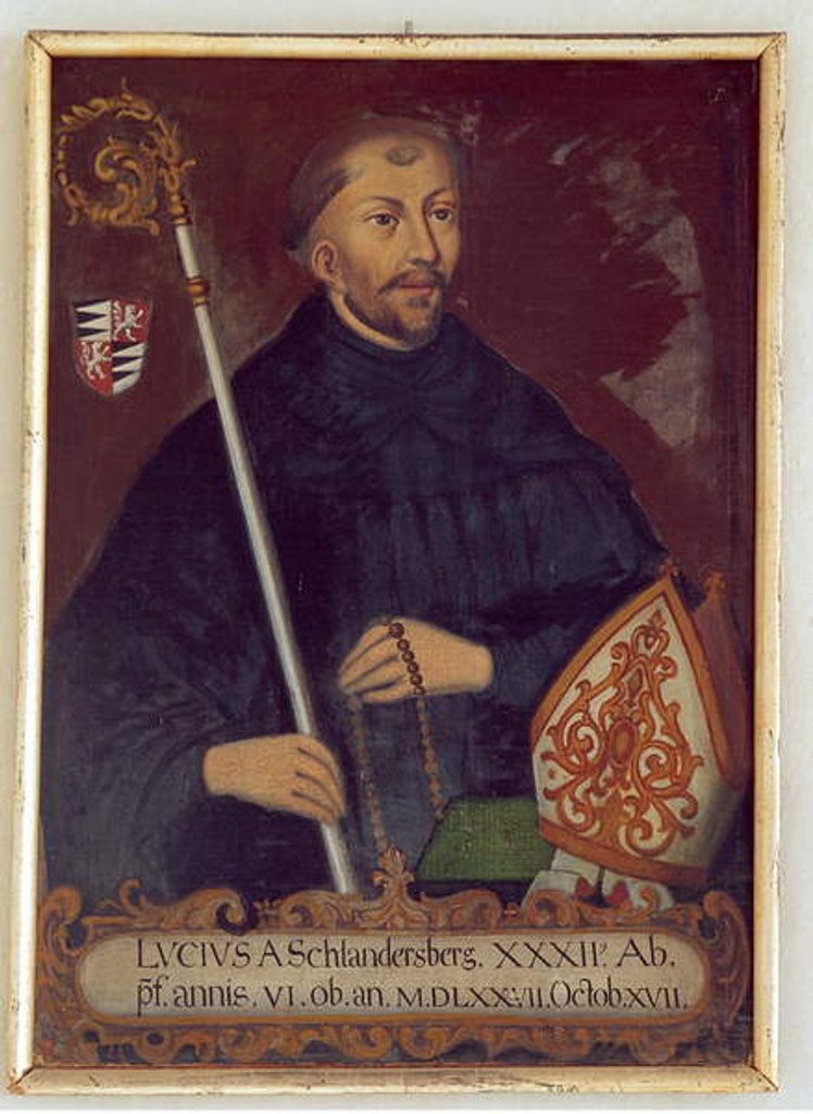 Detail of Portrait of Abbot Lucius von Schlandersberg by Anonymous