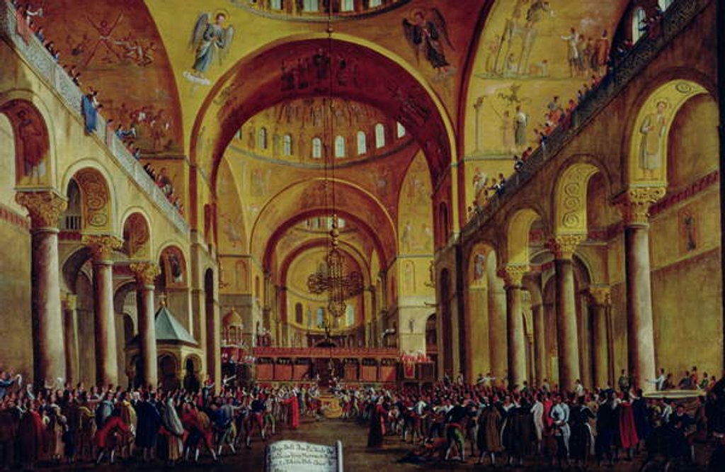 Detail of The Presentation of the New Doge to the People in the Basilica of San. Marco by Gabriele Bella