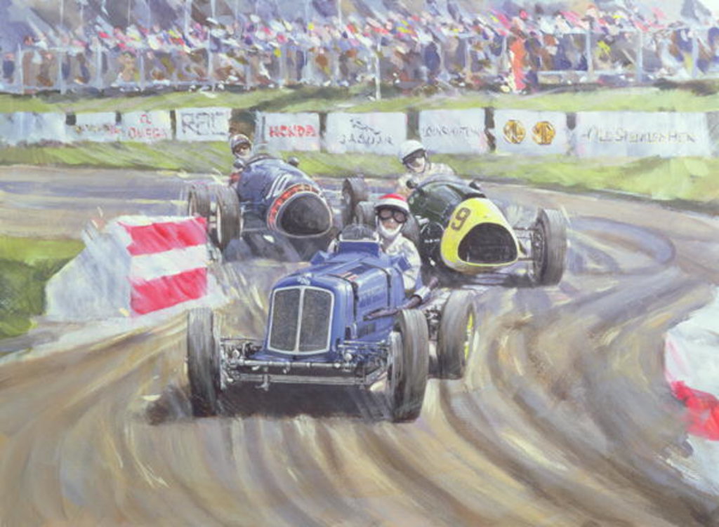 Detail of The First Race at the Goodwood Revival, 1998 by Clive Metcalfe