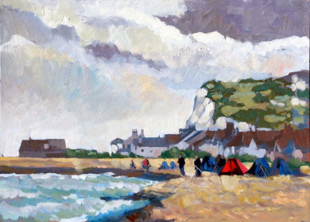 Detail of Fishing at Kingsdown White Cliffs, 2010 by Clive Metcalfe