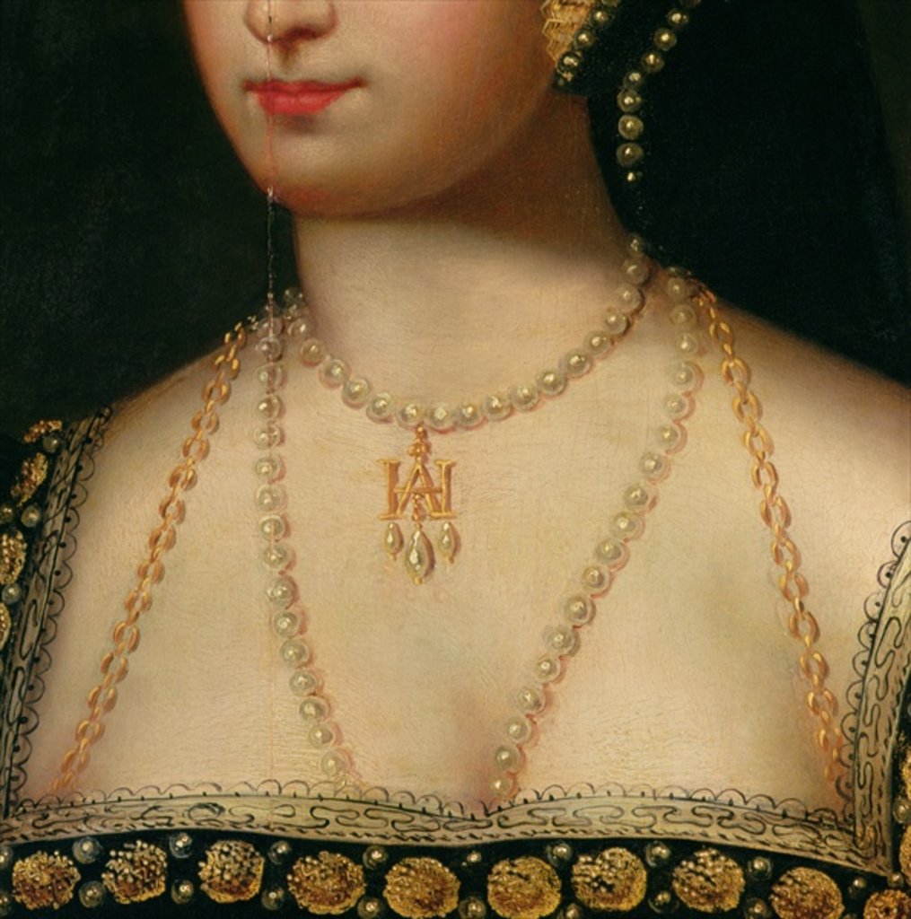 Detail of Detail from a portrait of Anne Boleyn c.1533 by English School
