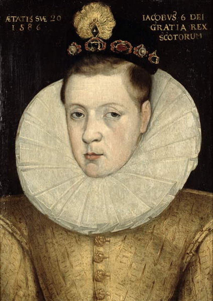 Detail of Portrait of James VI of Scotland, later James I of England 1586 by Scottish school