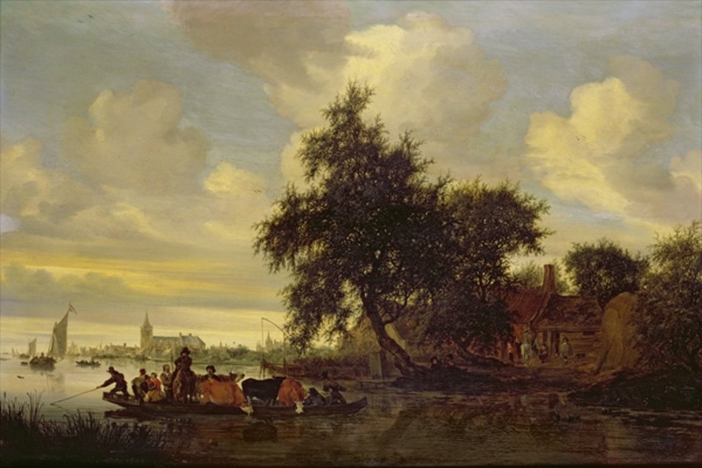 Detail of River Landscape with Ferry, 1633 by Salomon van Ruisdael or Ruysdael
