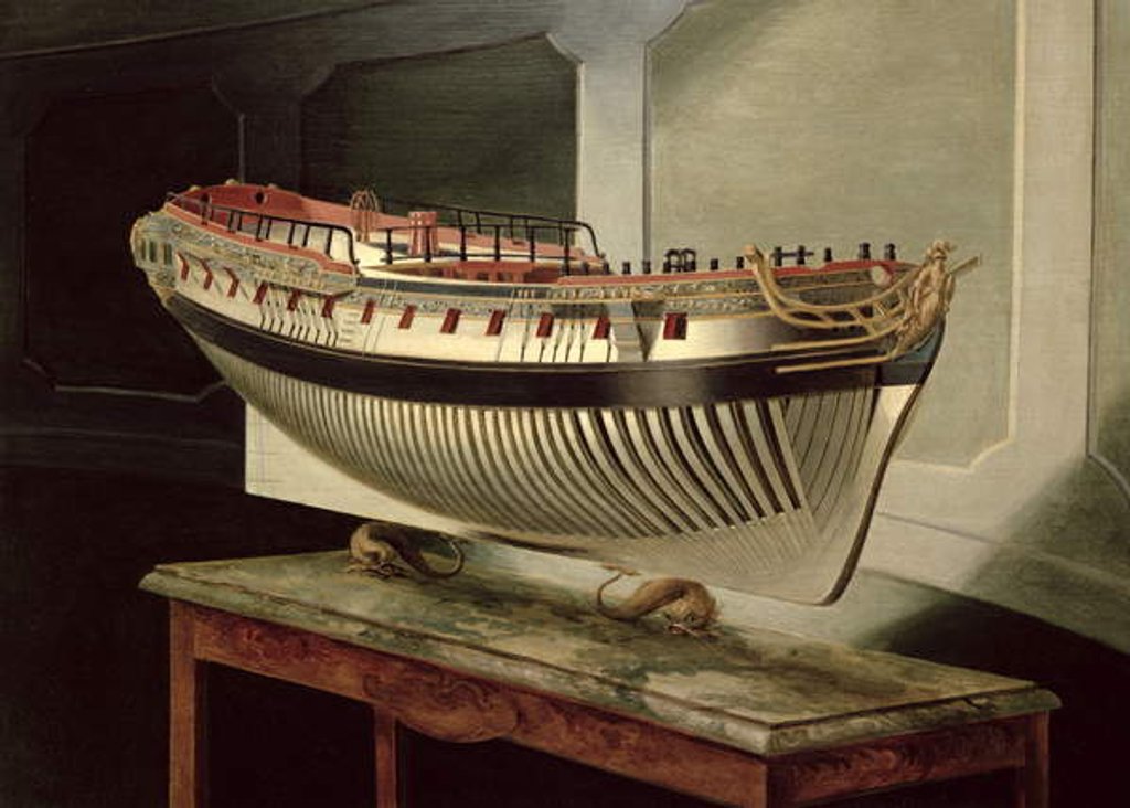 Detail of Ship Portrait, of a 36- or 38- gun frigate, c.1775 by English School
