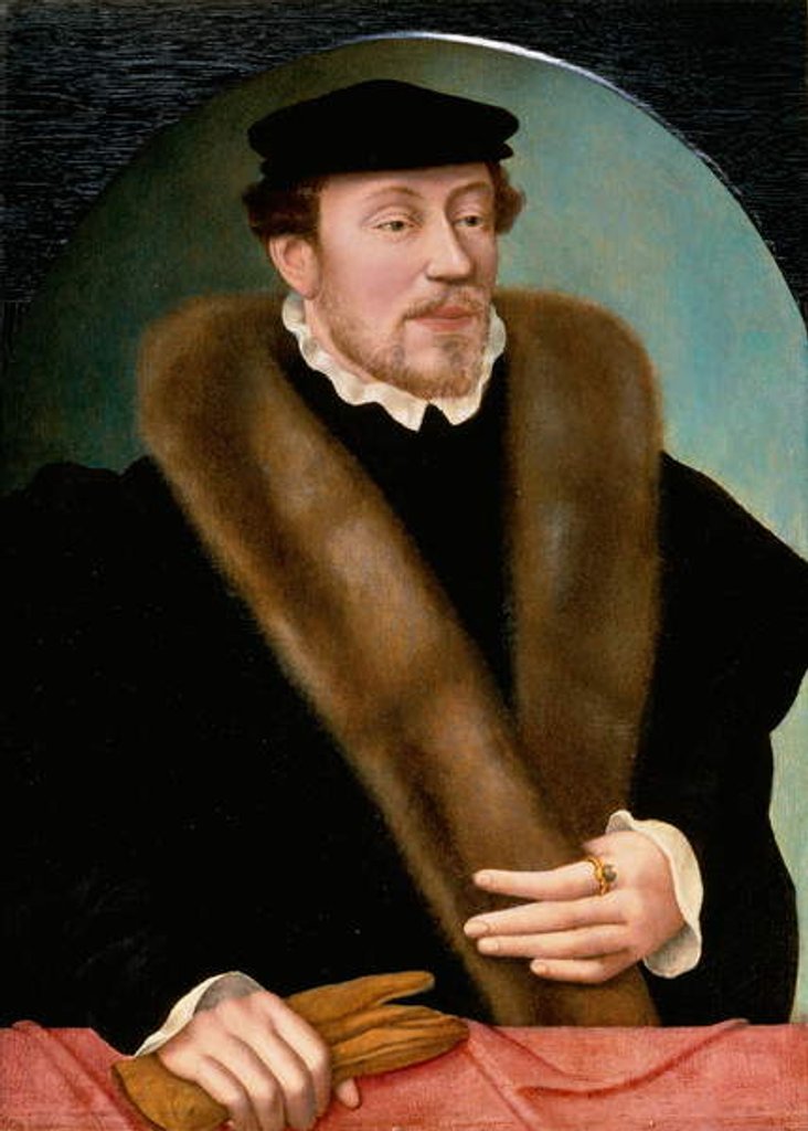 Detail of Portrait of a Gentleman in Doublet and Hat by Corneille de Lyon