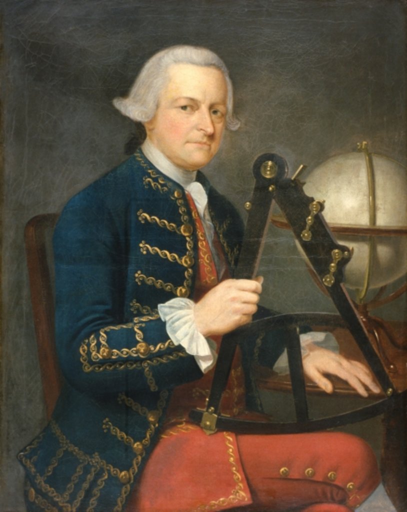 Detail of Portrait of a Gentleman Seafarer with a Hadley Quadrant on his knee by English School